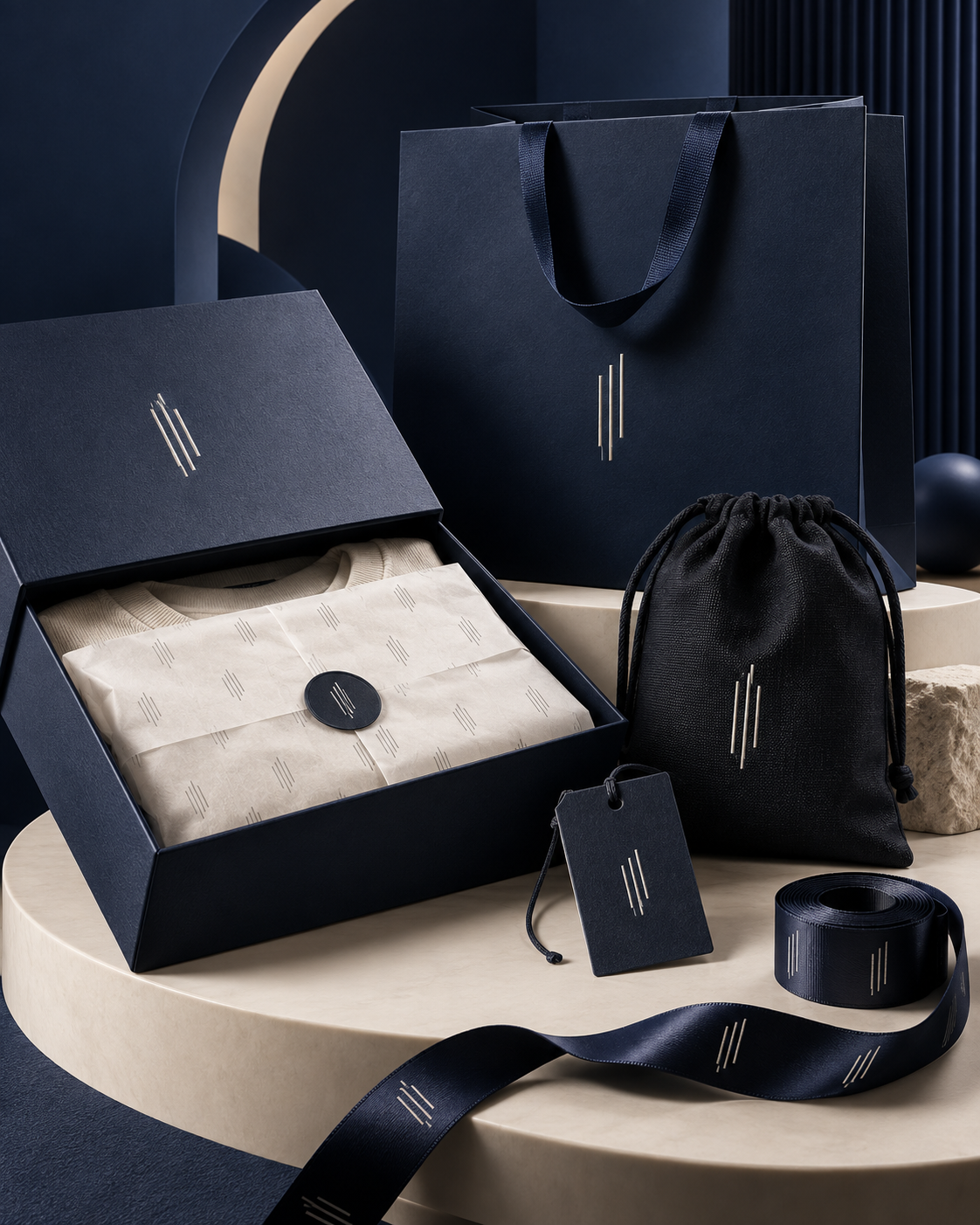Fashion packaging concept for demo brand Atelier Arewa